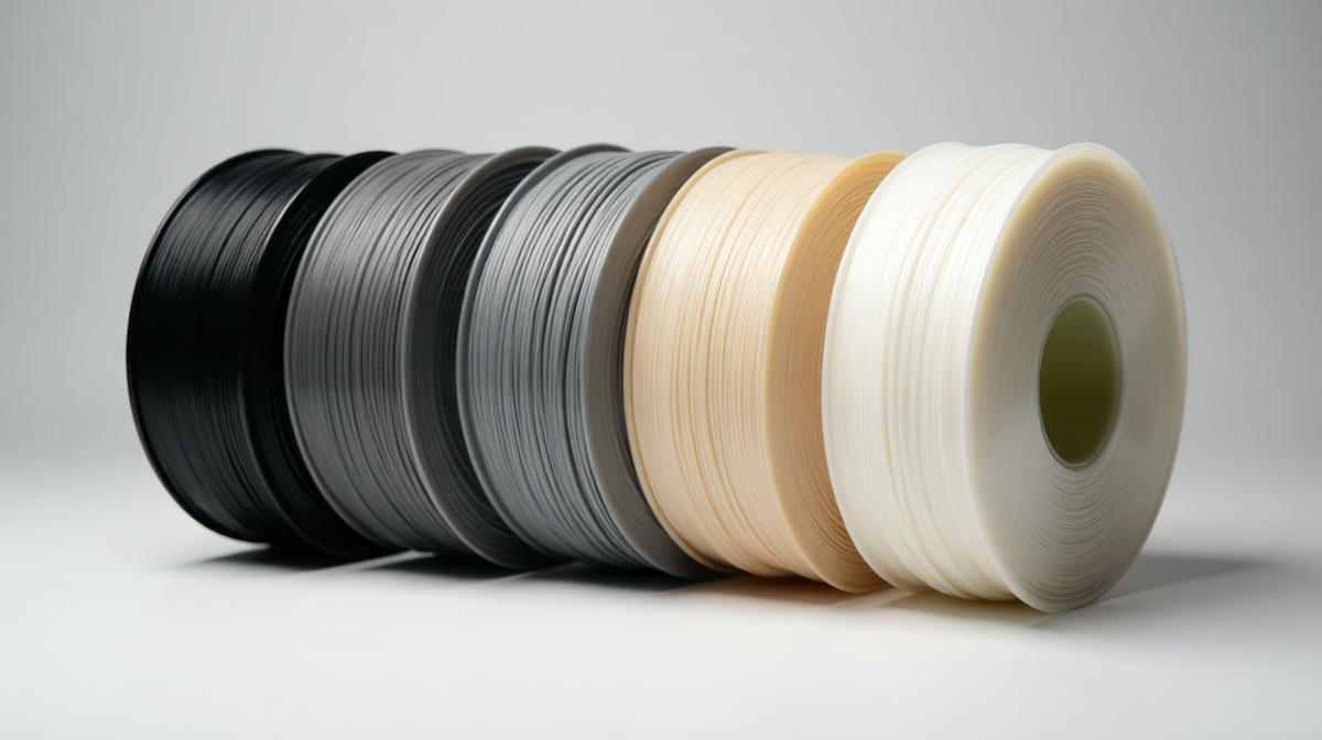 Best ASA UV-resistant filament spools in black, grey, white, and beige colors for outdoor 3D printing applications