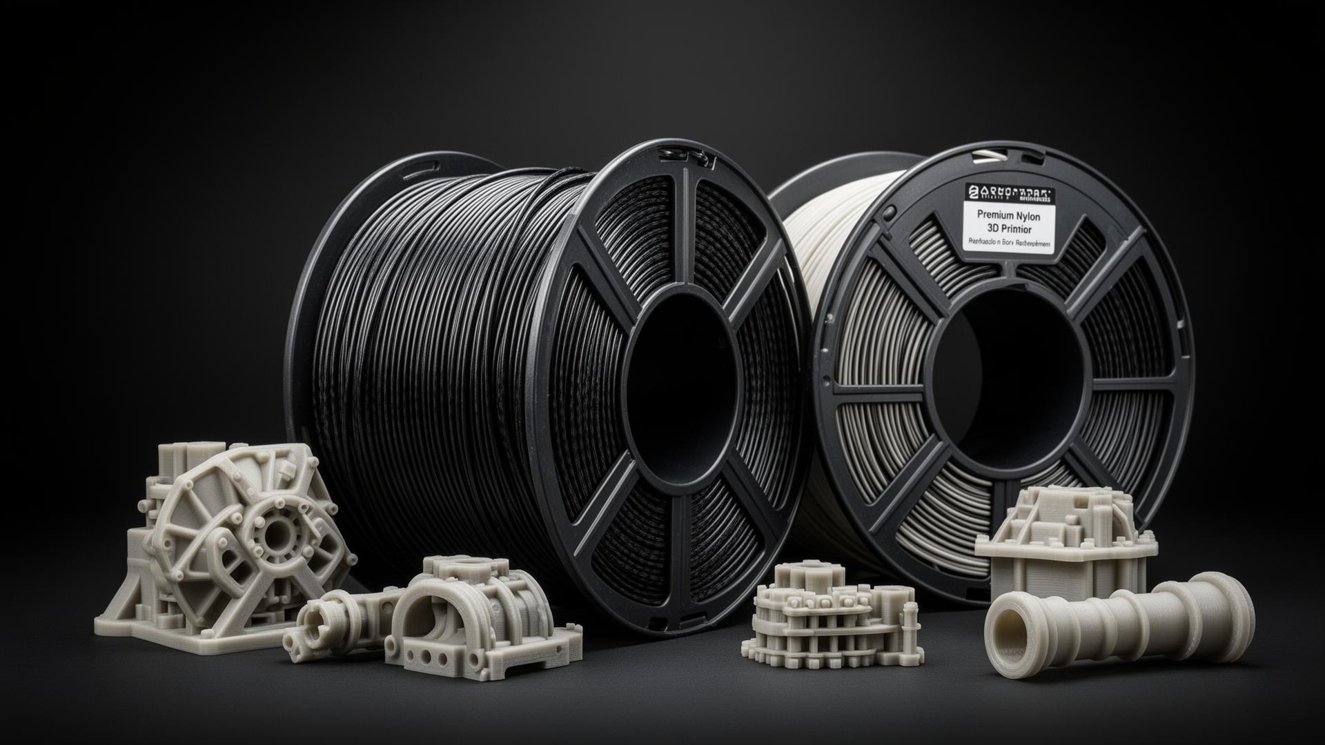 Best nylon filament spools for 3D printing in 2025 with carbon fiber reinforced nylon and printed engineering parts