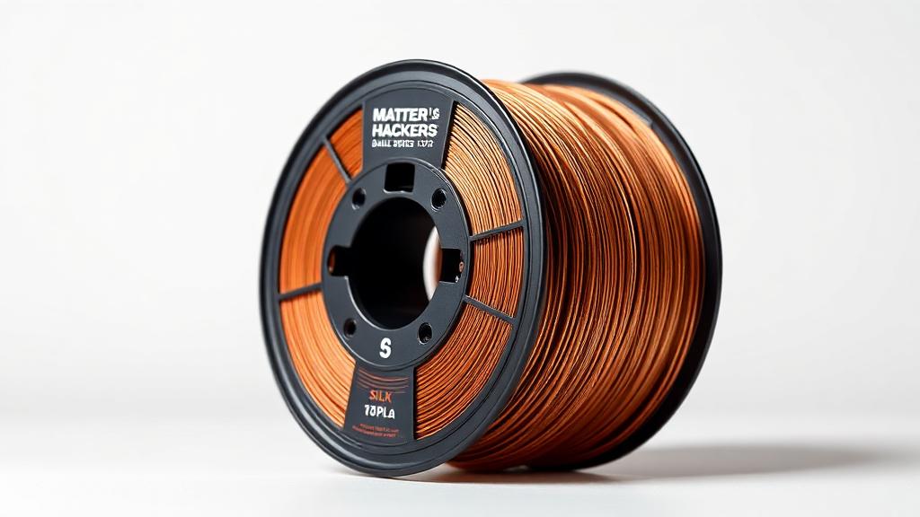 MatterHackers Build Series Silk PLA filament spool in rich copper bronze metallic finish